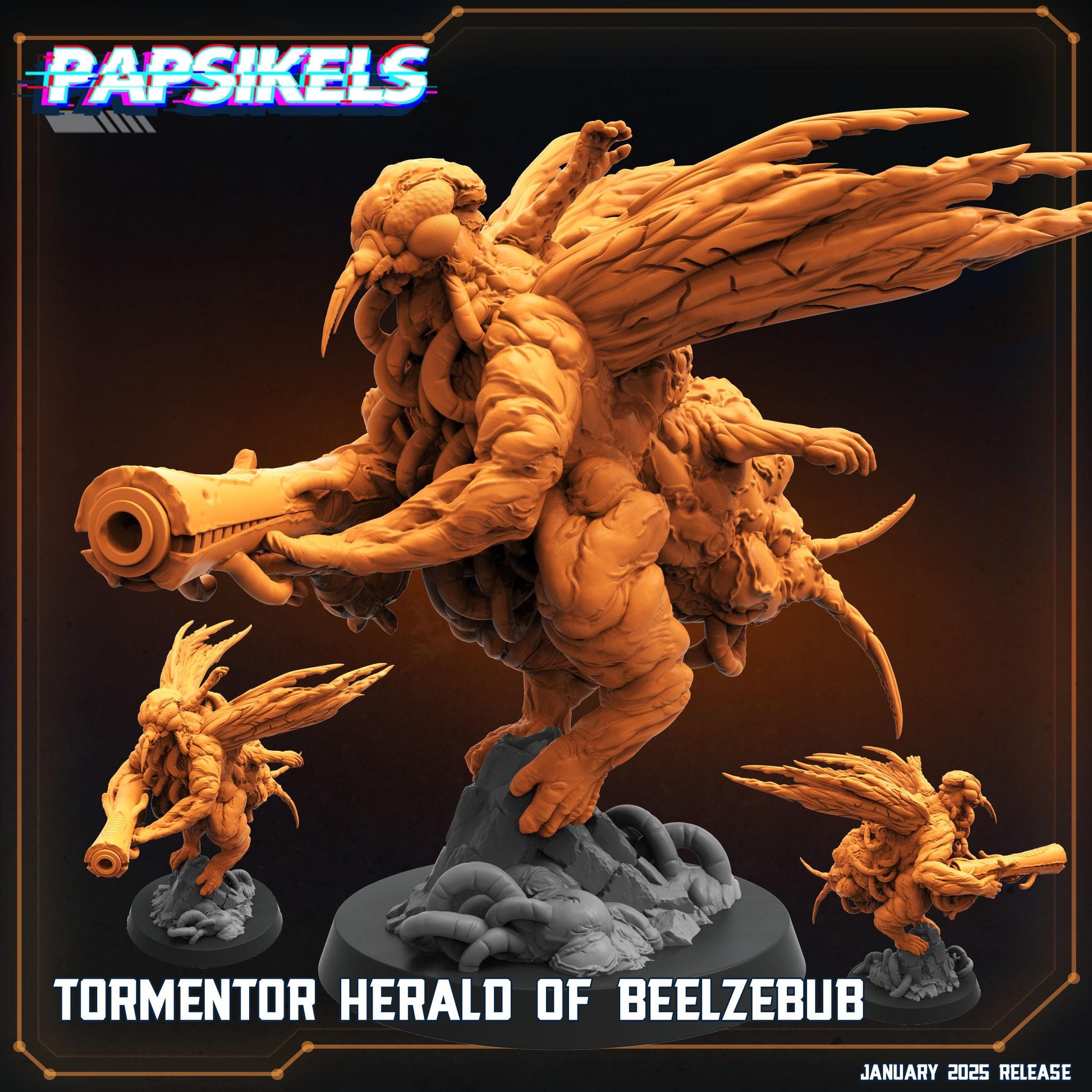 TORMENTOR HERALD Of BEELZEBUB by Papikels Miniature, 100m tall Miniature, 32mm Scale, War Gaming, Proxy for Trench Crusade