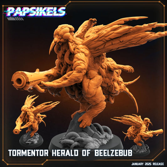 TORMENTOR HERALD Of BEELZEBUB by Papikels Miniature, 100m tall Miniature, 32mm Scale, War Gaming, Proxy for Trench Crusade