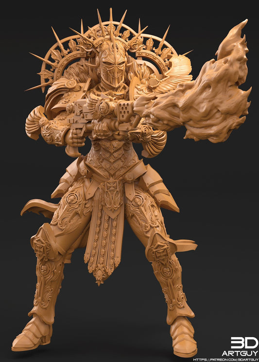 Angry Paladin by 3DArtGuy 32mm scale, 50mm or 100mm, Miniature War Gaming Figure