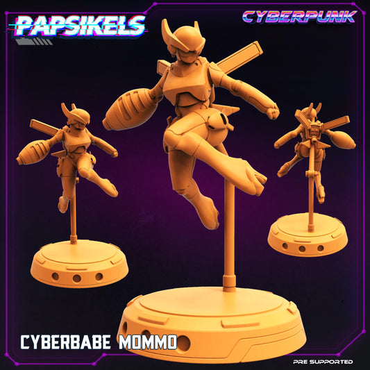 CYBERBABE MOMMO by Papsiles 32mm scale miniature, Includes base and stand, For any sci-fi or OPR table top games