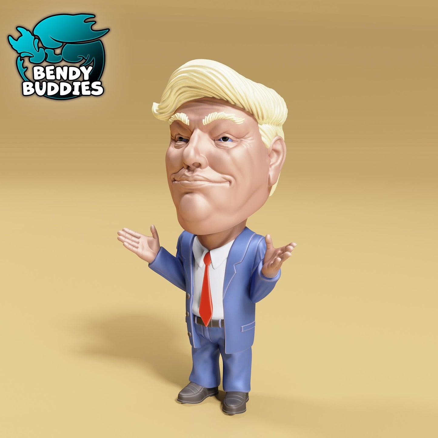 President Donald J. Trump "Bobble Head", by BendyBuddies 3D Printed, 4 Color PLA, Charicture Model, Statue