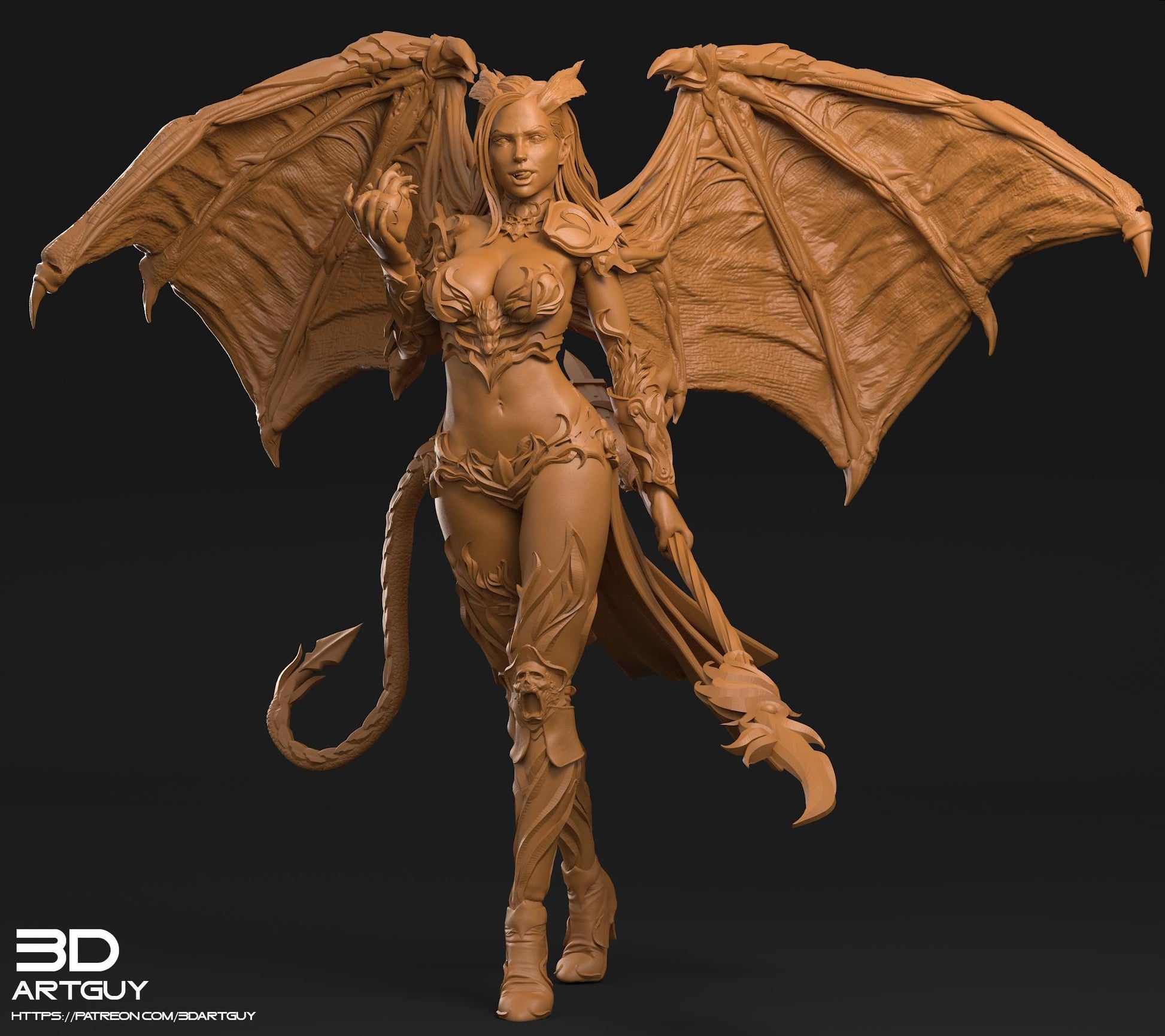Succubus by 3DArtGuy 32mm scale, 100mm, Miniature War Gaming Figure, Fantasy, Monster, DnD