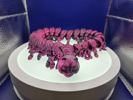 Centi the Centipede, by BendyBuddies 3D Printed, 1 Color PLA, articulated cetipede, fidget, toy, 20 inches