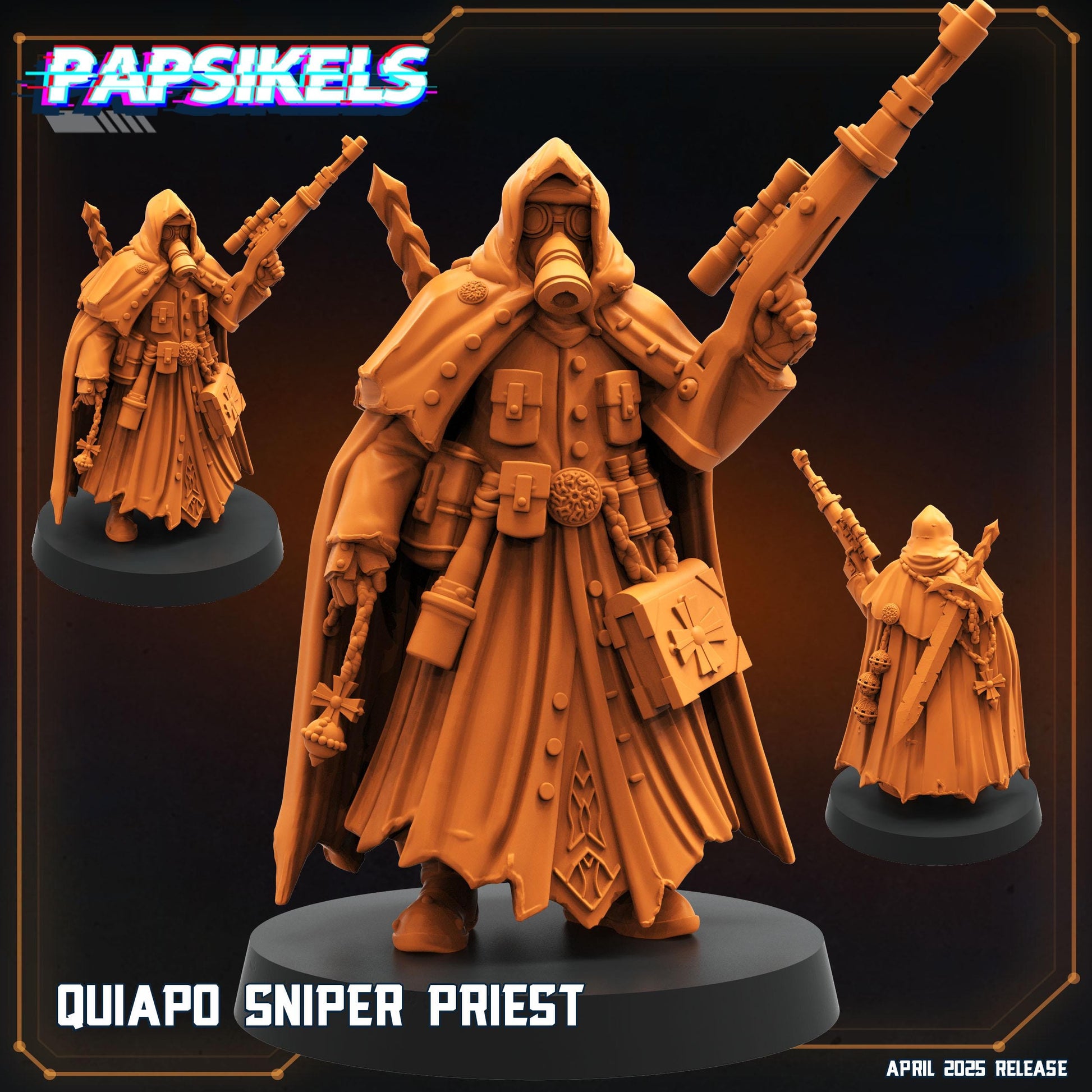 Quiapo Sniper Priest by Papsikels Miniature, 35mm Miniature, 32mm Heroic Scale, War Gaming, Proxy, Trench Crusade, Tabletop gaming