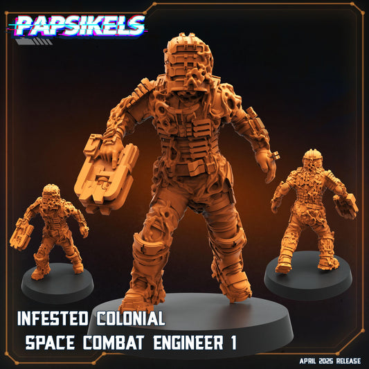 Infested Colonial Space Engineers by Papsikels Miniature, 32mm Heroic Scale, War Gaming, Proxy for Dead Space, Aliens vs Humans, Sci-fi