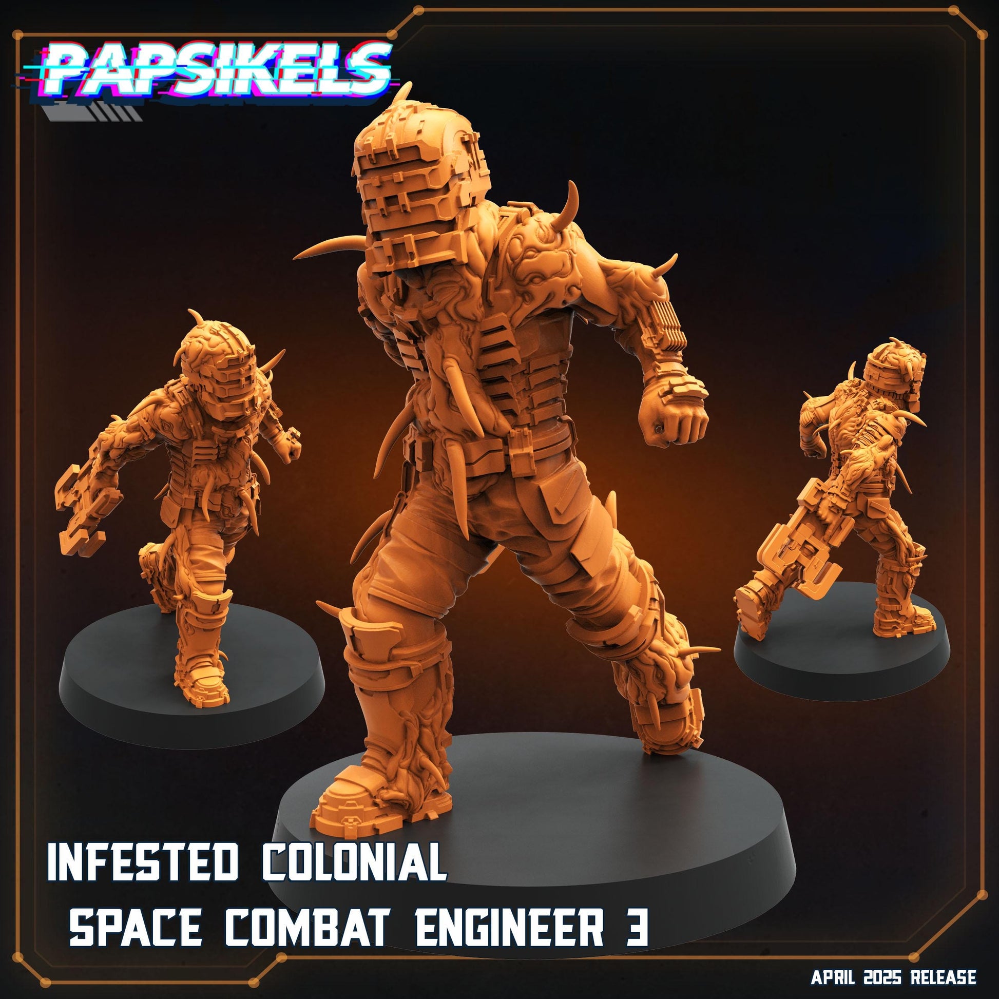 Infested Colonial Space Engineers by Papsikels Miniature, 32mm Heroic Scale, War Gaming, Proxy for Dead Space, Aliens vs Humans, Sci-fi