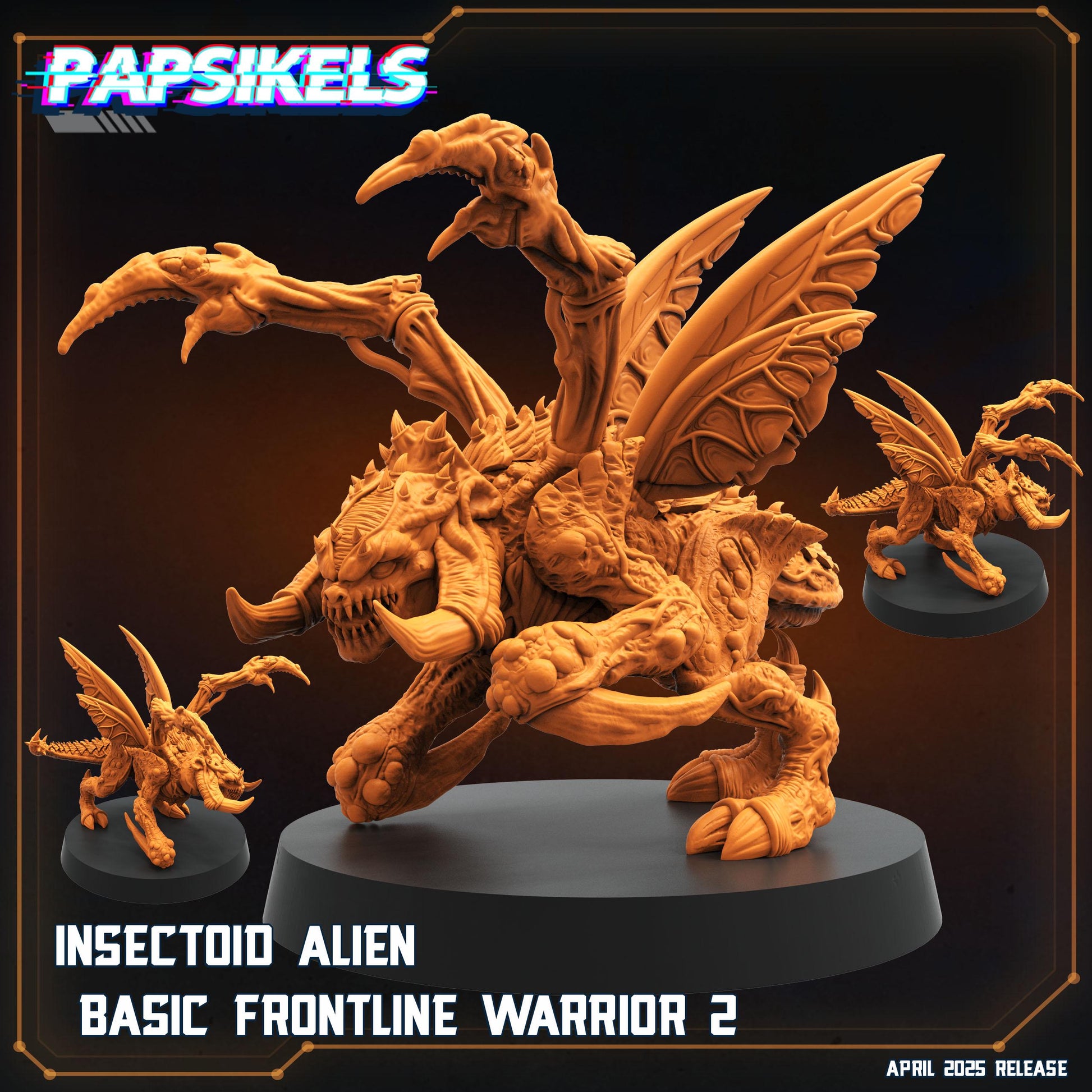 Insectoid Alien Basic Frontline Warrior by Papsikels Miniature, 32mm Heroic Scale, War Gaming, Proxy for Alien, Aliens vs Humans, Sci-fi