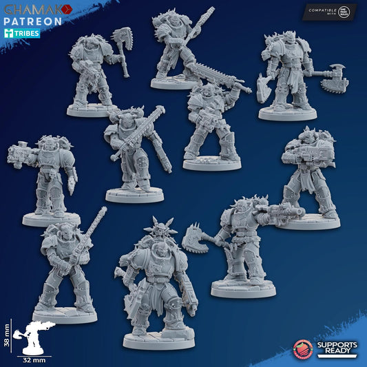 Traitor Militum Melee by Ghamak Sci-fi 28mm Heroic Scale Miniature, 38mm tall, 6-10 Units, Proxy, Grimdark, Sci-Fi, One Page Rules Comp