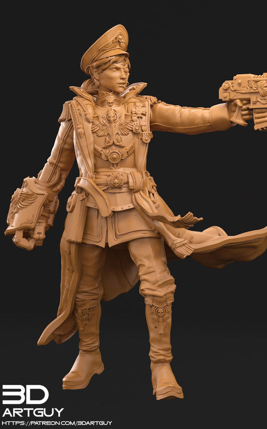 Female Officer by 3DArtGuy 32mm scale, 32mm tall, Miniature War Gaming Figure, Grim Dark, Proxy, DnD, Commissar, Guard