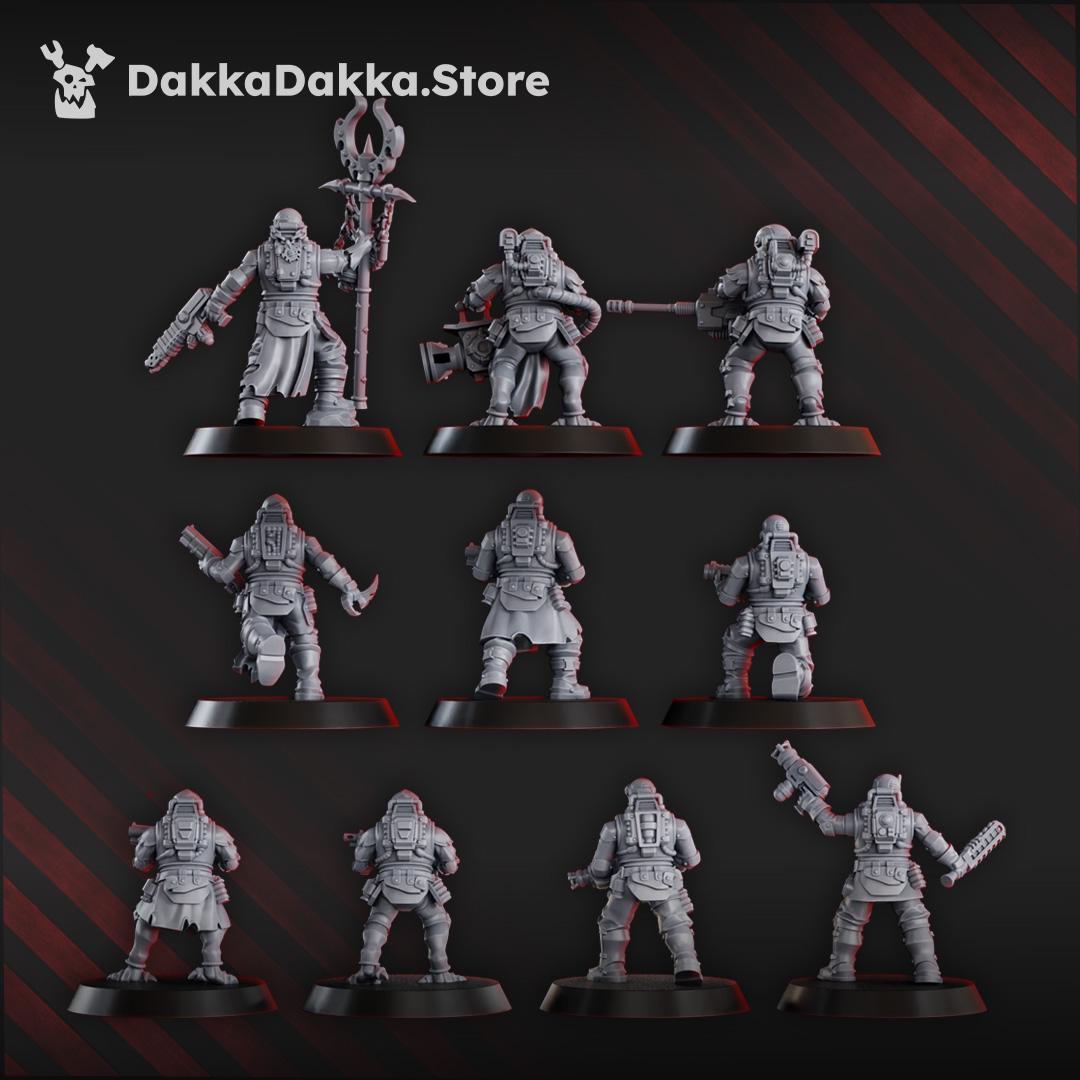 Liquidation Team of Cosmic Harvester by DakkaDakka 28mm Heroic Scale Miniature, 32mm tall, 10 Units, Proxy, Grimdark, Sci-Fi, OPR, Chaos