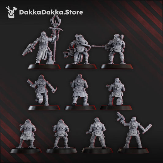 Liquidation Team of Cosmic Harvester by DakkaDakka 28mm Heroic Scale Miniature, 32mm tall, 10 Units, Proxy, Grimdark, Sci-Fi, OPR, Chaos