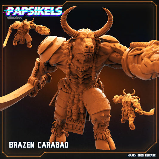 Brazen Carabao by Papsikels Miniature, 80mm Miniature, 32mm Scale, War Gaming, Proxy: Trench Crusade, Table top gaming, Near Future, Fantasy