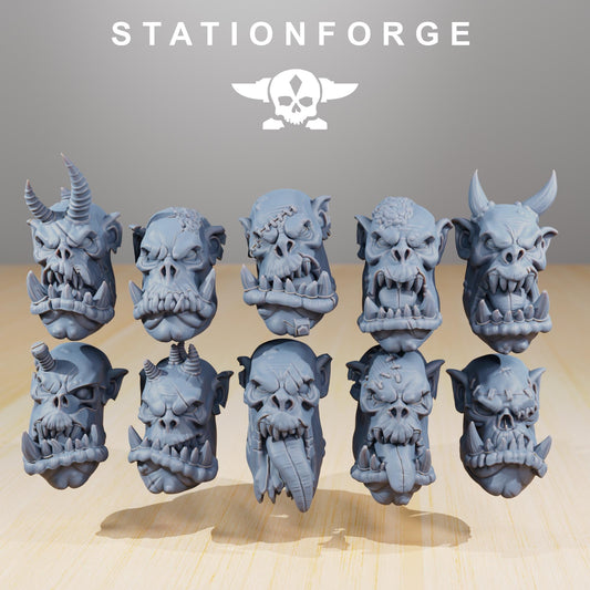 Orkaz Plague Spreadaz by Station Forge 28mm Heroic Scale Miniature, 38mm tall, 10 Units, Proxy, Grimdark, Sci-Fi, OPR, Orcs