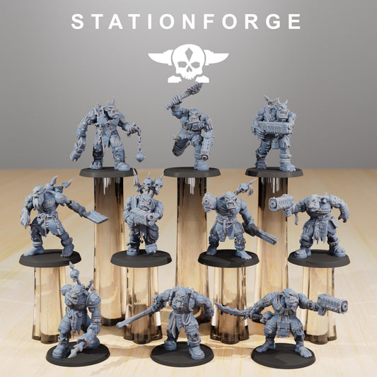 Orkaz Plague Spreadaz by Station Forge 28mm Heroic Scale Miniature, 38mm tall, 10 Units, Proxy, Grimdark, Sci-Fi, OPR, Orcs
