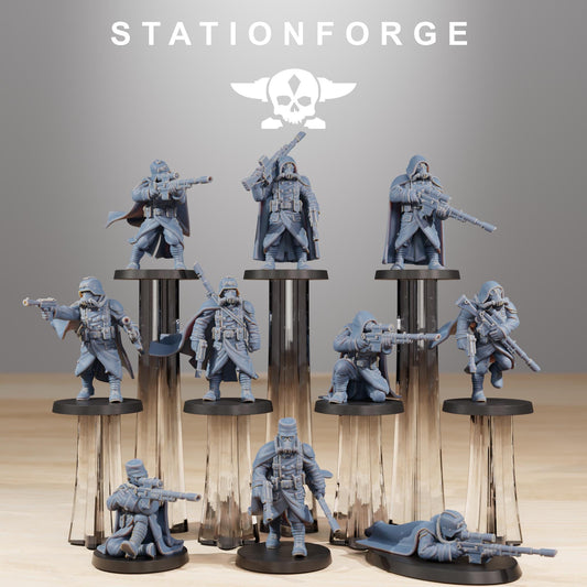 Grim Guard Marksman by Station Forge 28mm Heroic Scale Miniature, 32mm tall, 10 Units, Proxy, Grimdark, Sci-Fi, OPR, Guard