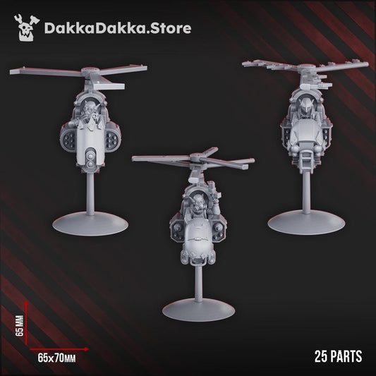 Set of 3 Ork Copters flown by Grotz Proxy for Warhammer 40K