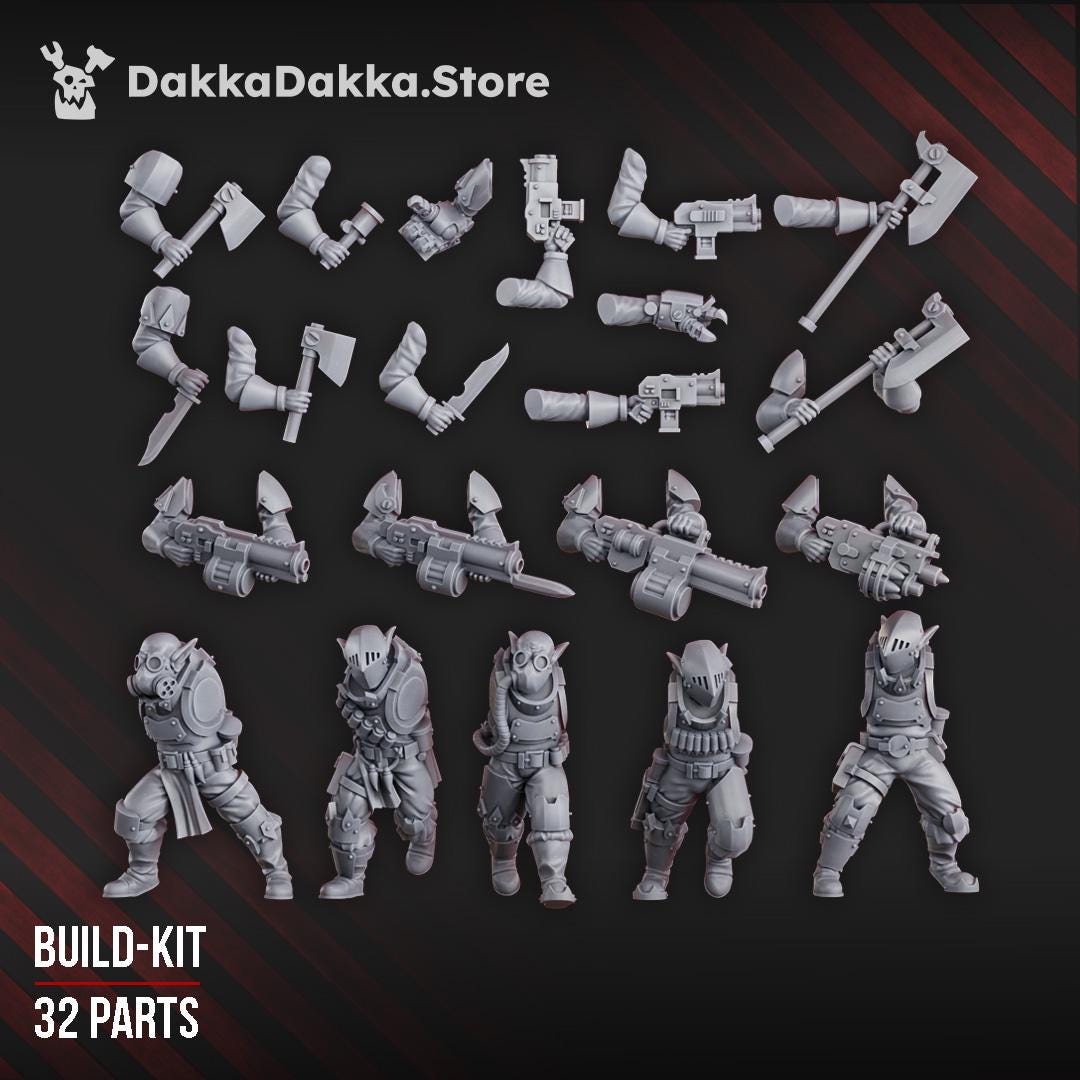 Gorggrot Tactic Squad by DakkaDakka 28mm Heroic Scale Miniature, 29mm tall, 10 Units