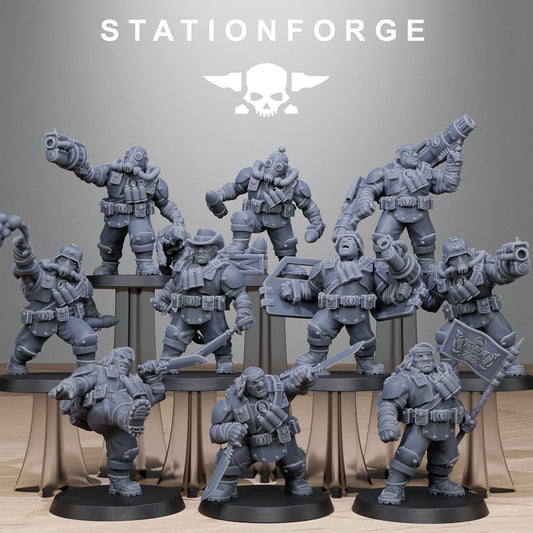 Grimguard Jungle Fighter Mutants by Station Forge 28mm Heroic Scale Miniature, 45mm tall, 10 Units, Proxy, Grimdark, Sci-Fi, OPR, Guard