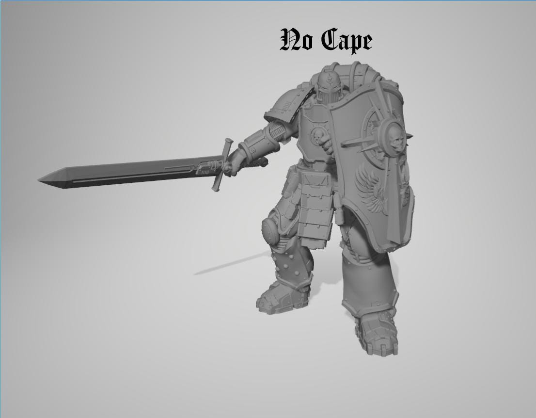 Captain & Giant Soldier by 3DArtGuy 32mm scale, Miniature War Gaming Figure, Grim Dark, Proxy, Space Soldier, 6 Man Squad