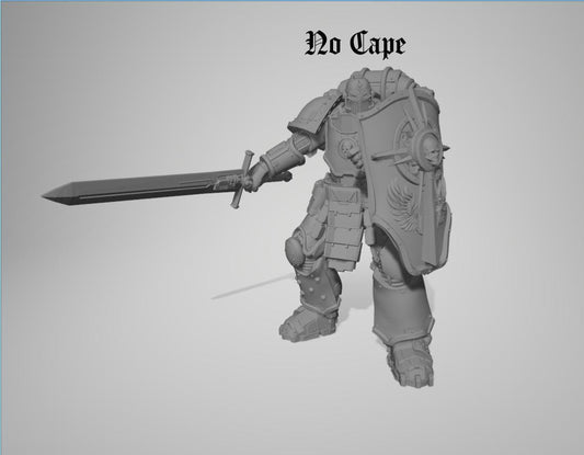 Captain & Giant Soldier by 3DArtGuy 32mm scale, Miniature War Gaming Figure, Grim Dark, Proxy, Space Soldier, 6 Man Squad