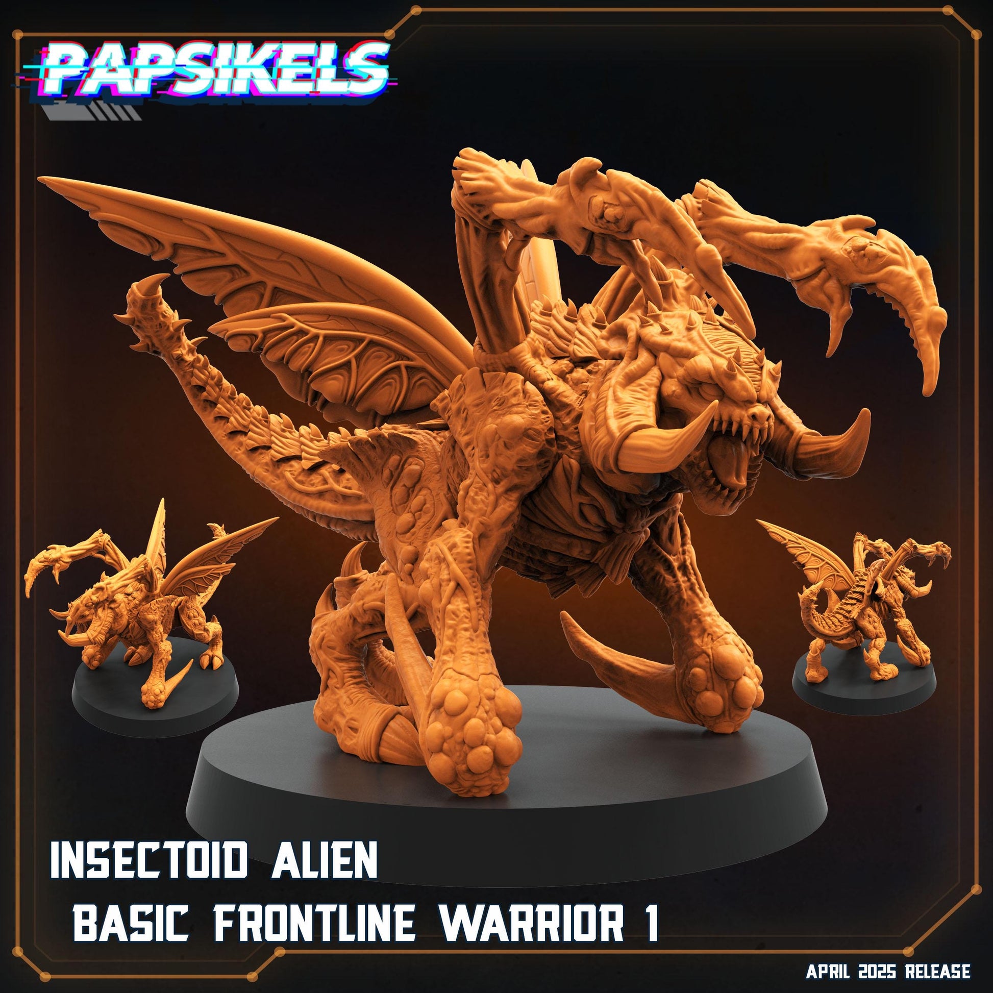 Insectoid Alien Basic Frontline Warrior by Papsikels Miniature, 32mm Heroic Scale, War Gaming, Proxy for Alien, Aliens vs Humans, Sci-fi