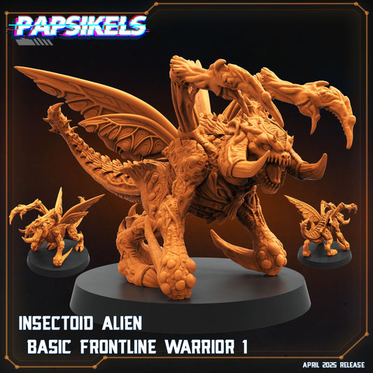 Insectoid Alien Basic Frontline Warrior by Papsikels Miniature, 32mm Heroic Scale, War Gaming, Proxy for Alien, Aliens vs Humans, Sci-fi