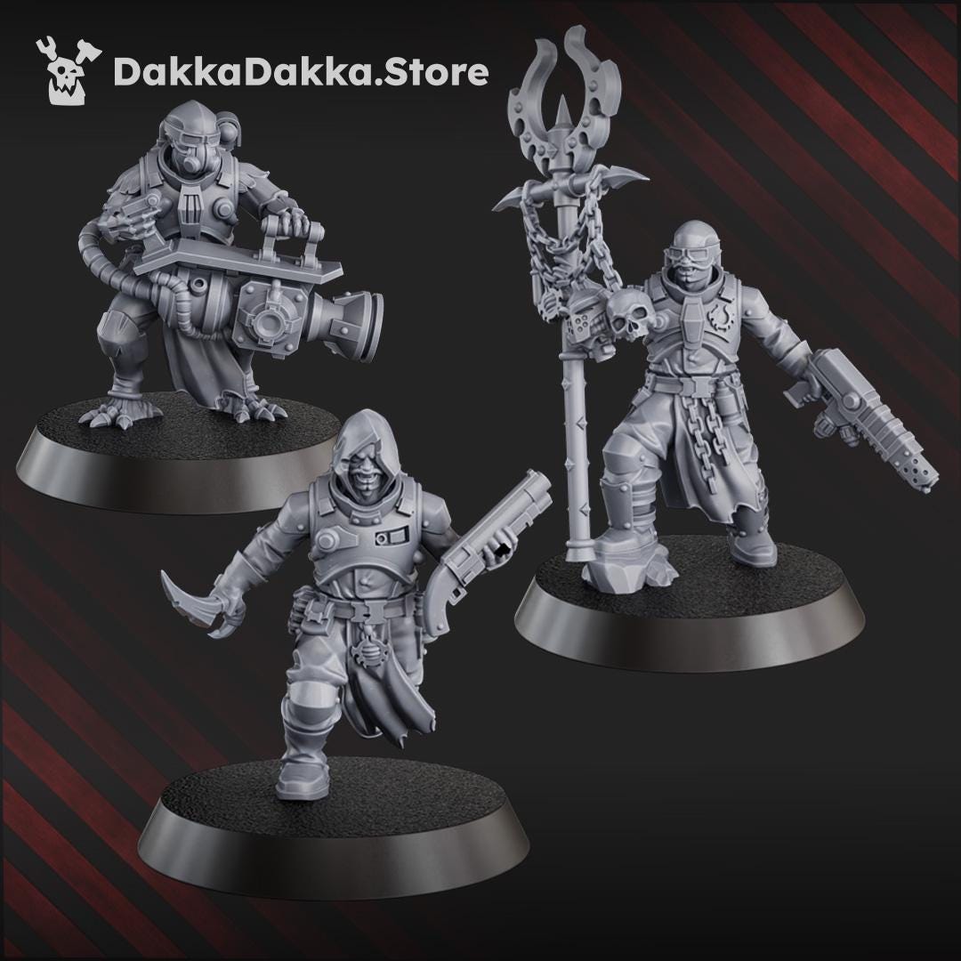 Liquidation Team of Cosmic Harvester by DakkaDakka 28mm Heroic Scale Miniature, 32mm tall, 10 Units, Proxy, Grimdark, Sci-Fi, OPR, Chaos