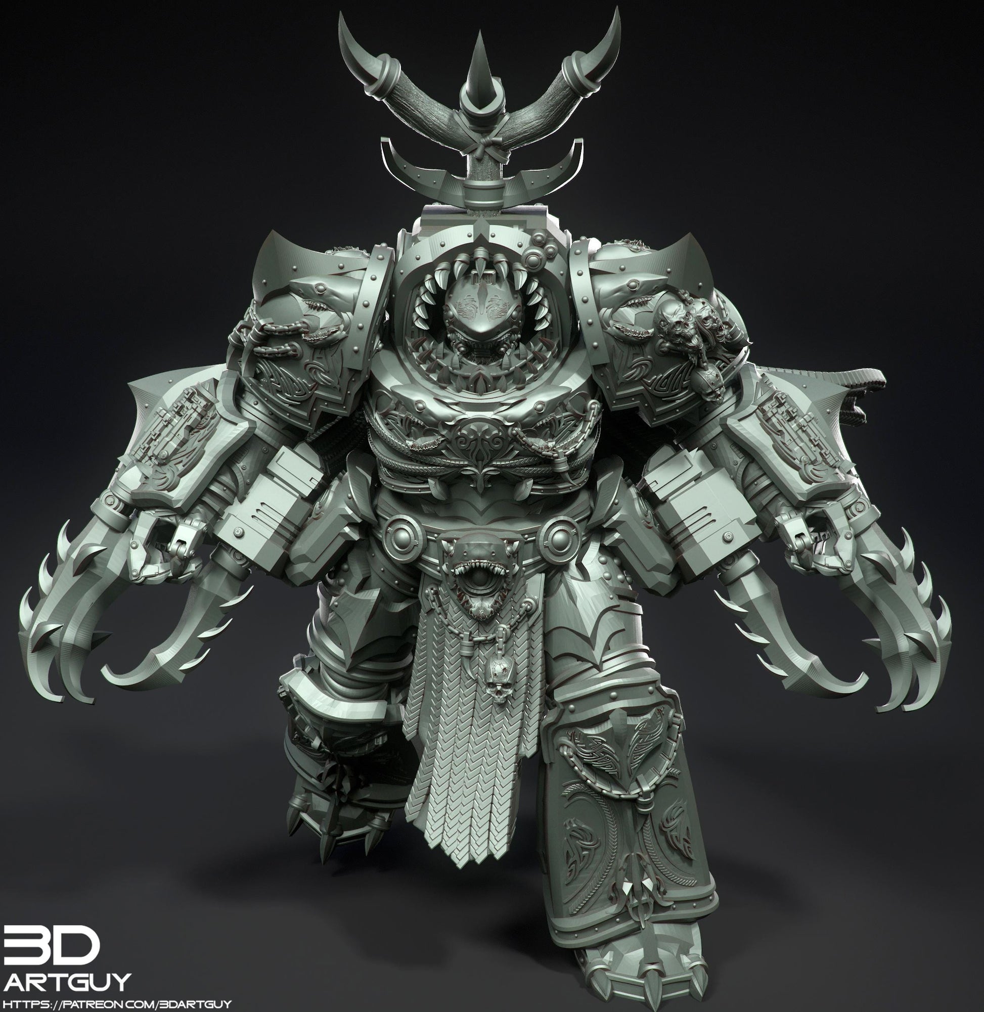 Giant Shark by 3DArtGuy 32mm scale, 50mm or 100mm, Miniature War Gaming Figure
