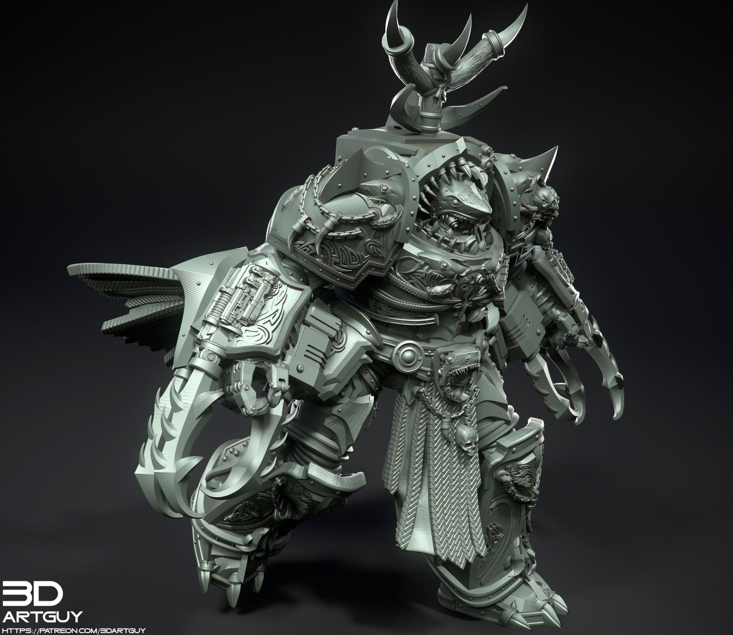 Giant Shark by 3DArtGuy 32mm scale, 50mm or 100mm, Miniature War Gaming Figure