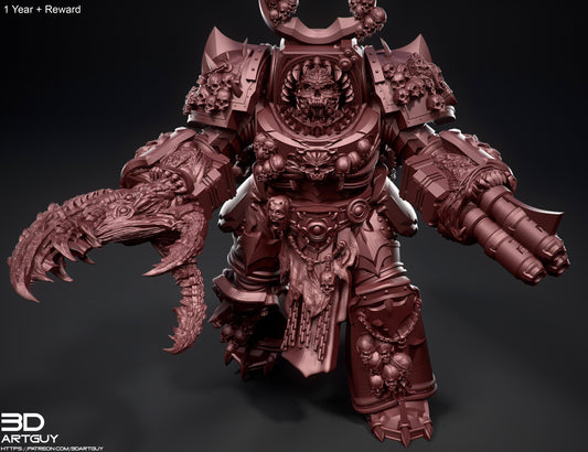 Armored Demon by 3DArtGuy 32mm scale, 50mm or 100mm, Miniature War Gaming Figure, Grim Dark, Proxy, Carcharodons, Space Sharks, Chaos