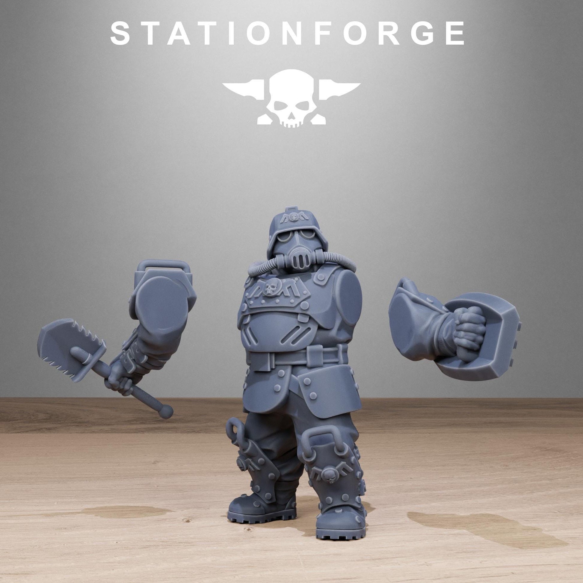 Grim Guard Armored Mutants by Station Forge 28mm Heroic Scale Miniature, 50mm tall, 10 Units, Proxy, Grimdark, Sci-Fi, OPR, Guard