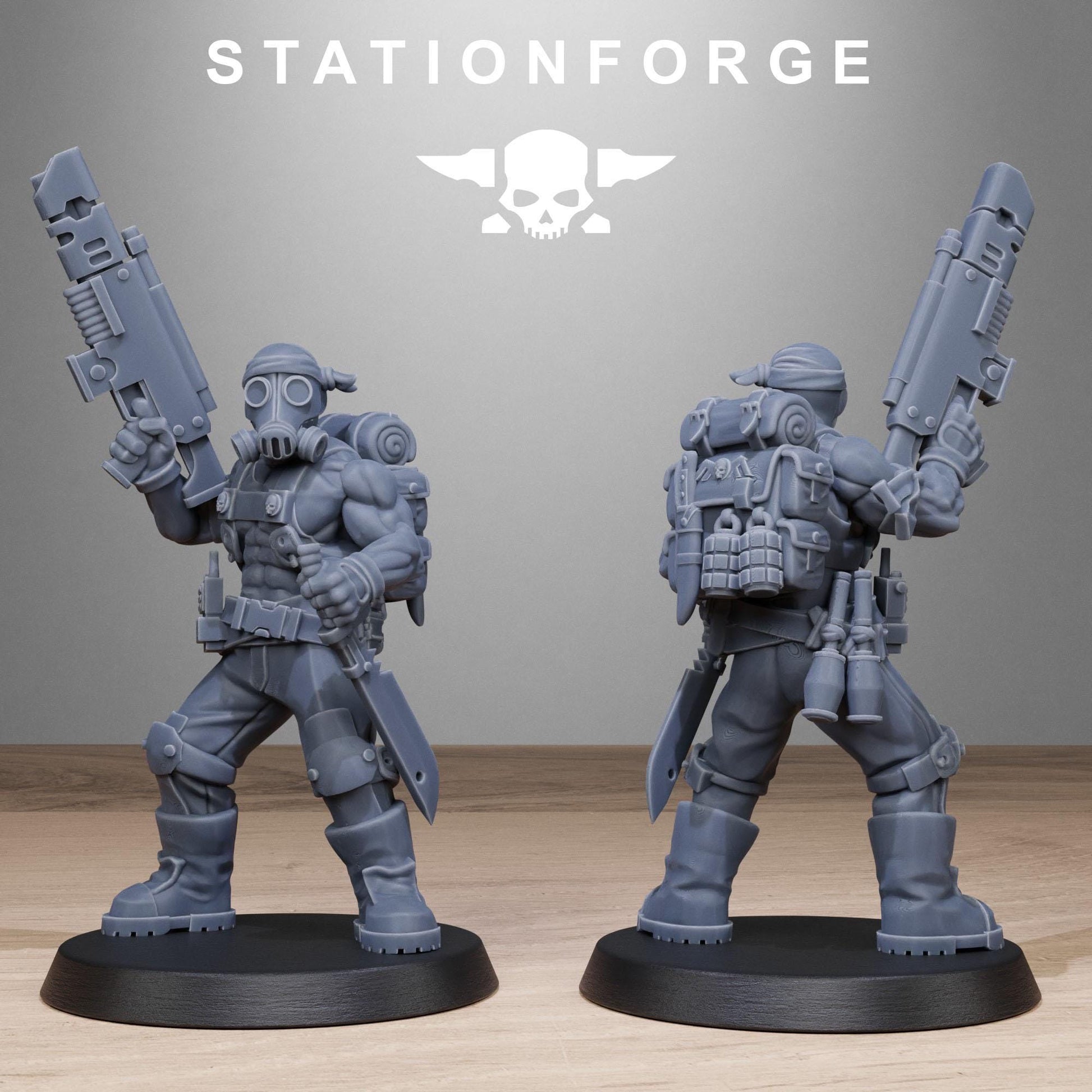 Grim Guard Jungle Fighters 2 by Station Forge 28mm Heroic Scale Miniature, 32mm tall, 10 Units, Proxy, Grimdark, Sci-Fi, OPR, Guard