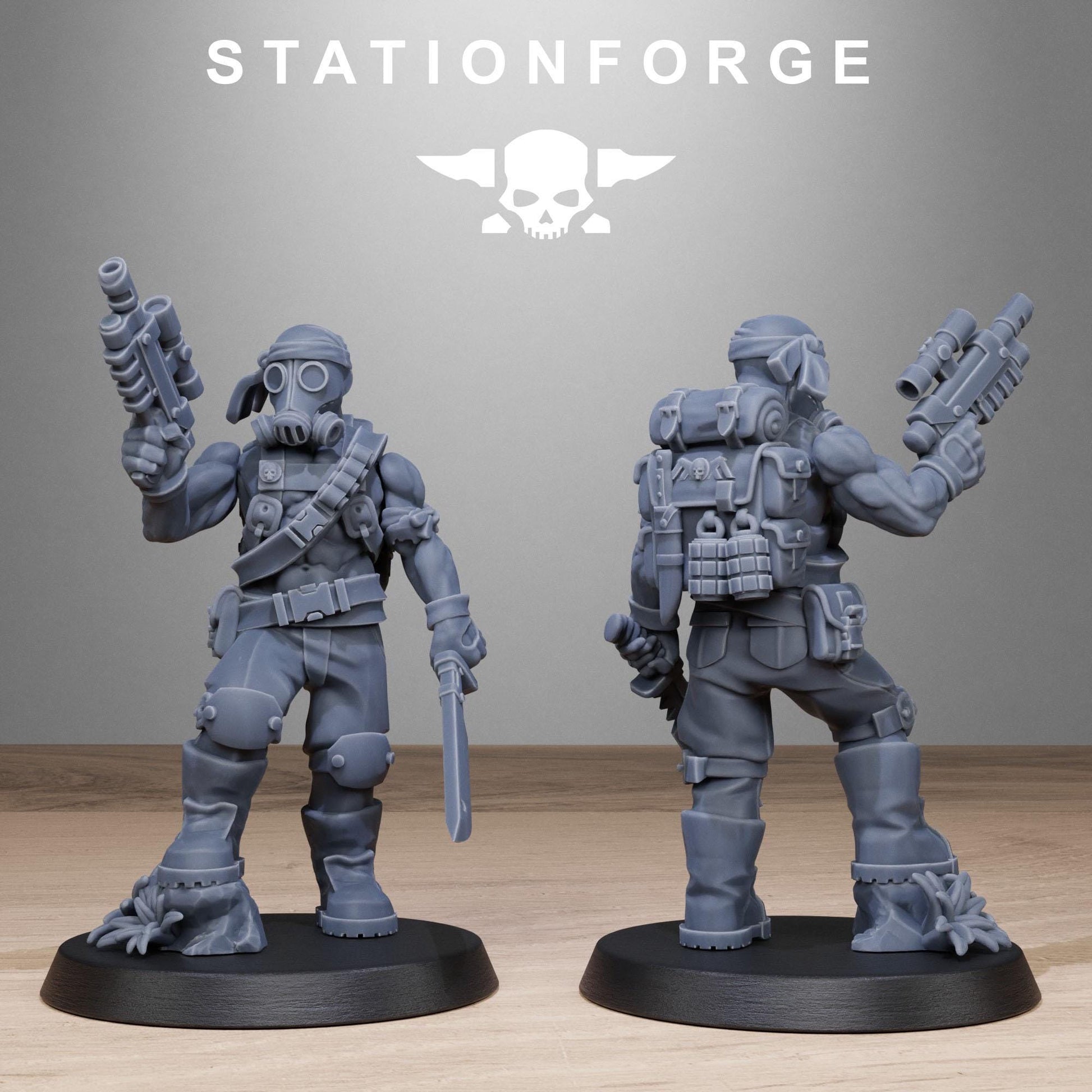 Grim Guard Jungle Fighters 2 by Station Forge 28mm Heroic Scale Miniature, 32mm tall, 10 Units, Proxy, Grimdark, Sci-Fi, OPR, Guard