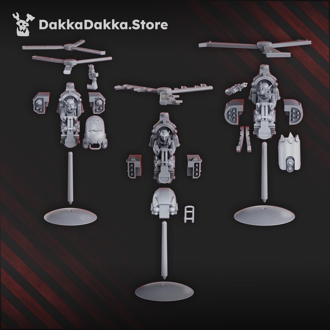 GorgWorks Copters by DakkaDakka 28mm Heroic Scale Miniature, 65mm tall, 3 Vehicles