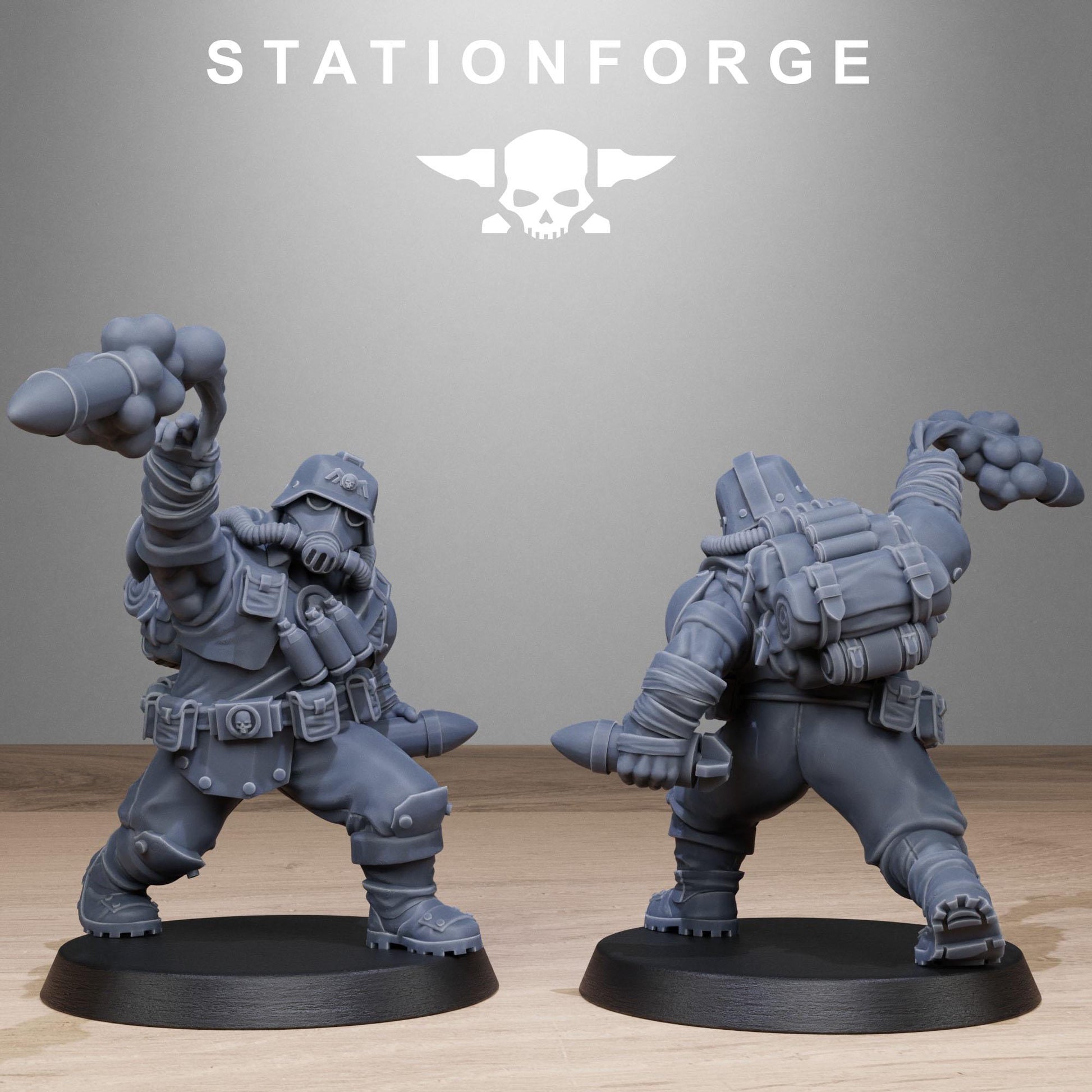 Grimguard Jungle Fighter Mutants by Station Forge 28mm Heroic Scale Miniature, 45mm tall, 10 Units, Proxy, Grimdark, Sci-Fi, OPR, Guard