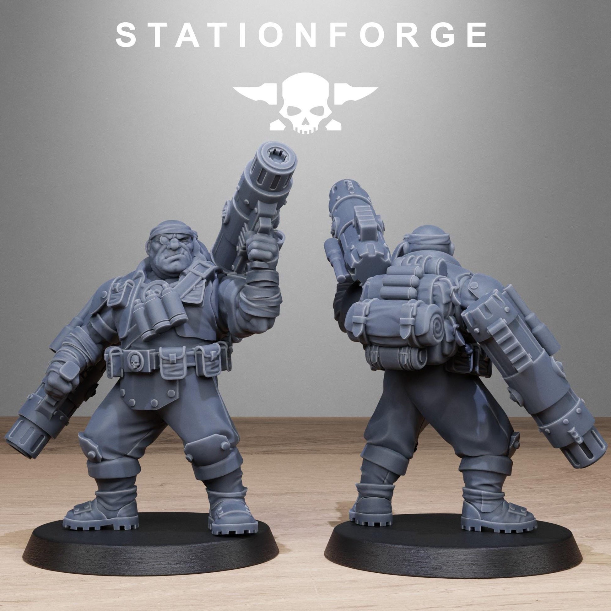 Grimguard Jungle Fighter Mutants by Station Forge 28mm Heroic Scale Miniature, 45mm tall, 10 Units, Proxy, Grimdark, Sci-Fi, OPR, Guard