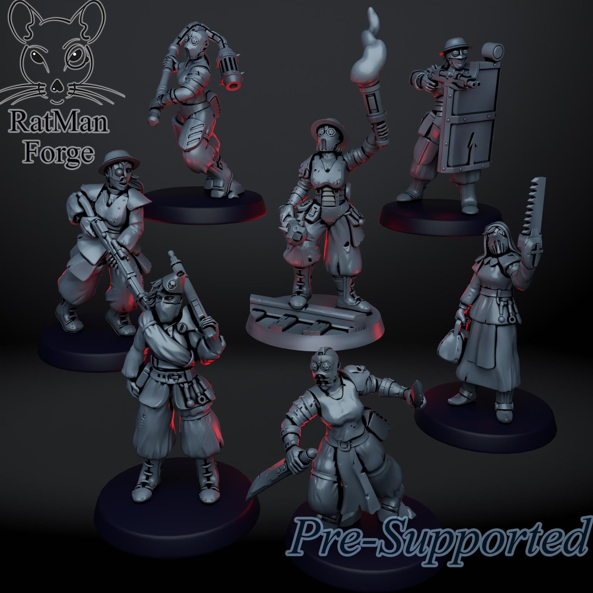 Sisterhood of the Crusade by Ratman Forge 32mm scale miniature, Includes base and stand, For any sci-fi, Grim Dark or OPR, Trench Crusade