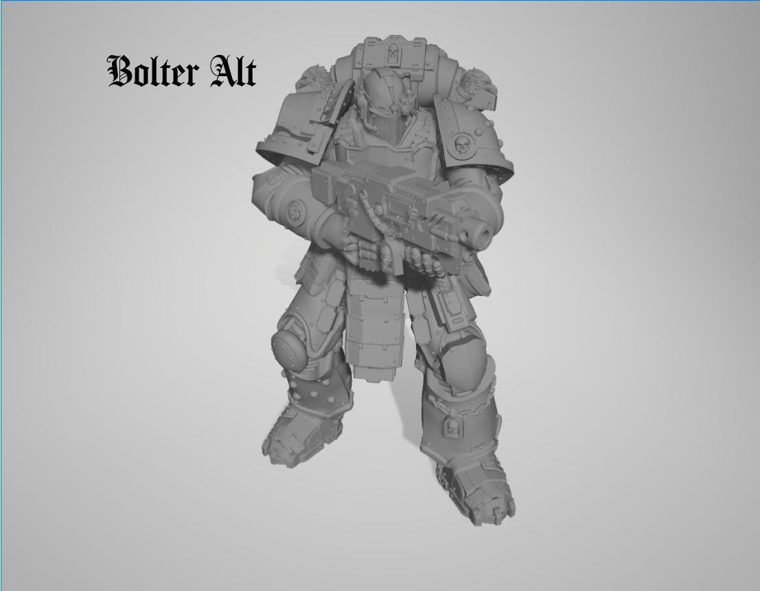Captain & Giant Soldier by 3DArtGuy 32mm scale, Miniature War Gaming Figure, Grim Dark, Proxy, Space Soldier, 6 Man Squad