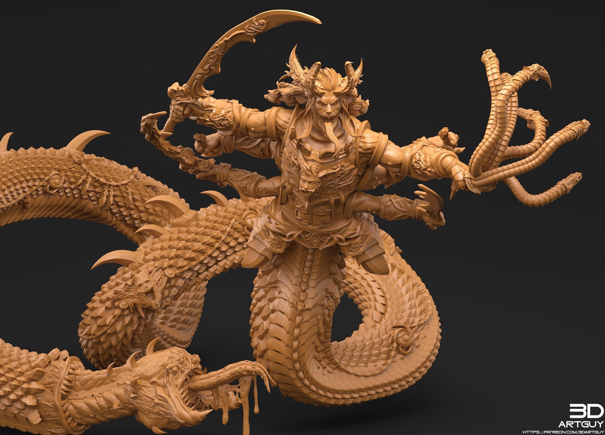 Giant Snake by 3DArtGuy 32mm scale, 50mm or 100mm, Miniature War Gaming Figure