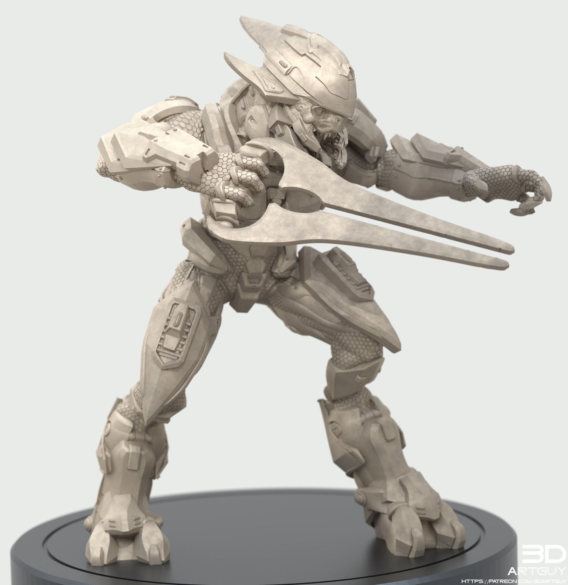 Covenant Elite by 3DArtGuy, 32mm scale, 50mm, Miniature War Gaming Figure, Halo, Covenant, Alien, 3D Printed, 4 Poses