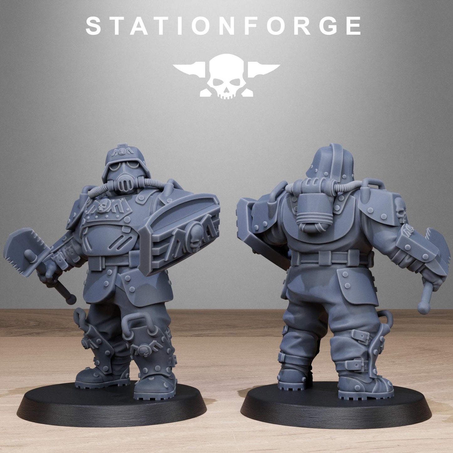 Grim Guard Armored Mutants by Station Forge 28mm Heroic Scale Miniature, 50mm tall, 10 Units, Proxy, Grimdark, Sci-Fi, OPR, Guard