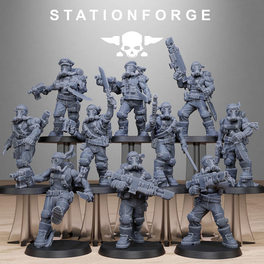 Grim Guard Jungle Fighters 2 by Station Forge 28mm Heroic Scale Miniature, 32mm tall, 10 Units, Proxy, Grimdark, Sci-Fi, OPR, Guard