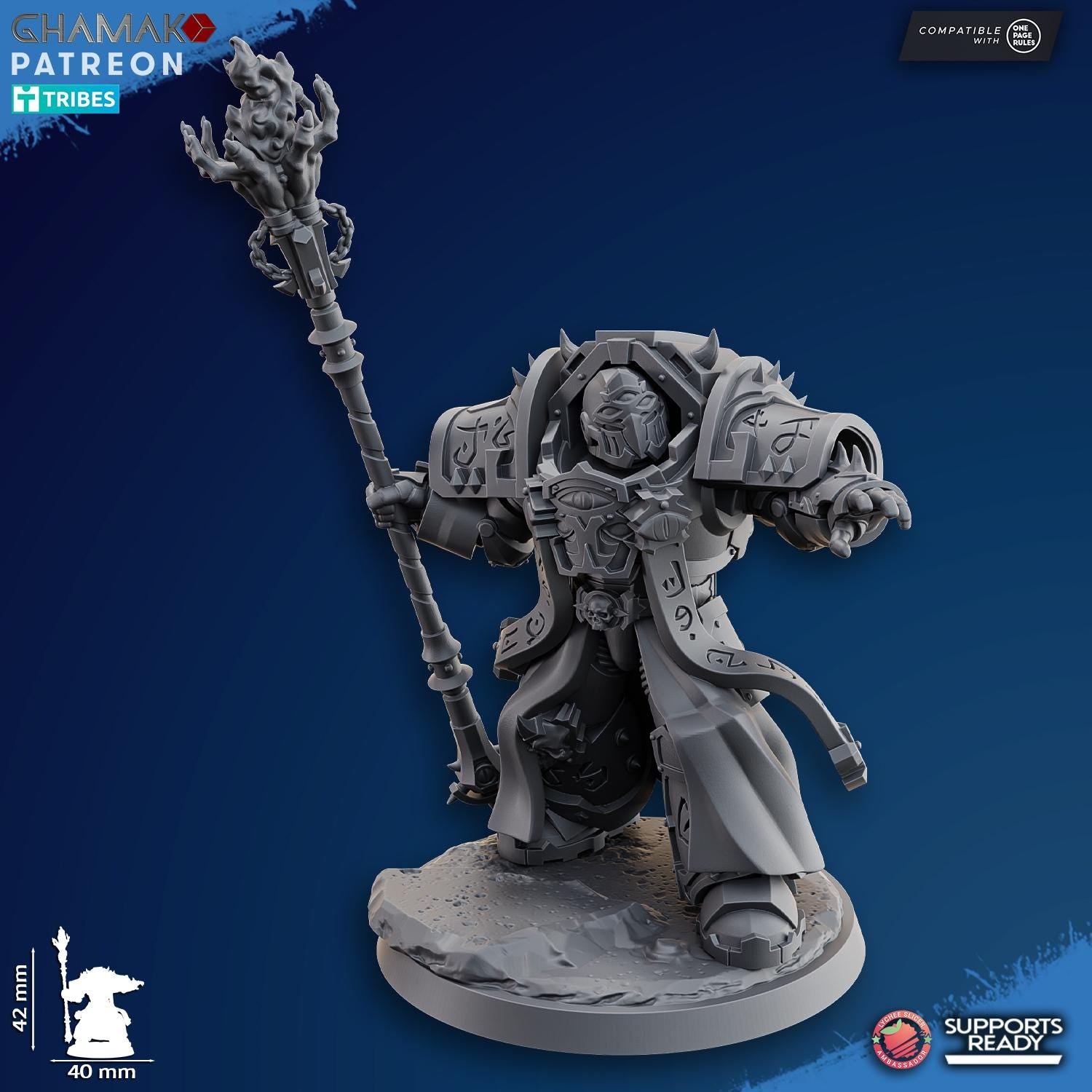 Exterminator Warlock 1 by Ghamak Fantasy 28mm Scale Miniature, 42mm tall