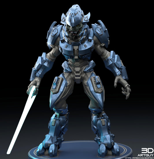 Covenant Elite by 3DArtGuy, 32mm scale, 50mm, Miniature War Gaming Figure, Halo, Covenant, Alien, 3D Printed, 4 Poses