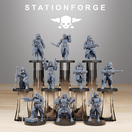 Grim Guard Sister of War by Station Forge 28/32mm Heroic Scale Miniature, 34mm tall, 10 Units, Proxy, Grimdark, Sci-Fi, OPR