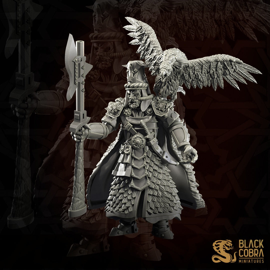 Iron Captain From Iron Trenchers by Black Cobra Miniatures – trench captain with halberd and vulture on his shoulder