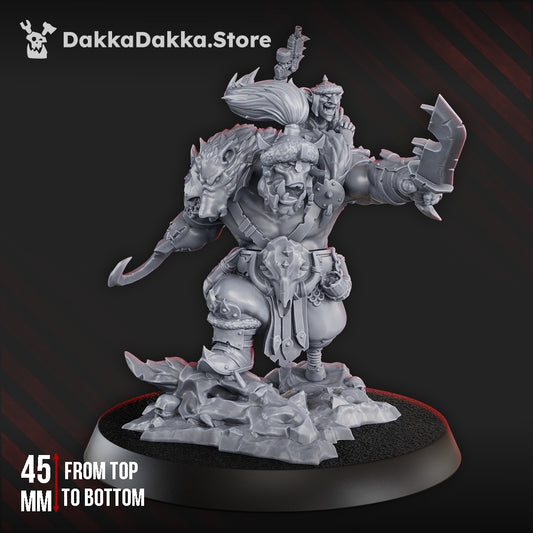 Khan da GoldaTooth by DakkaDakka – orc warlord hero with Globza the goblin on his shoulder, 45 mm tall