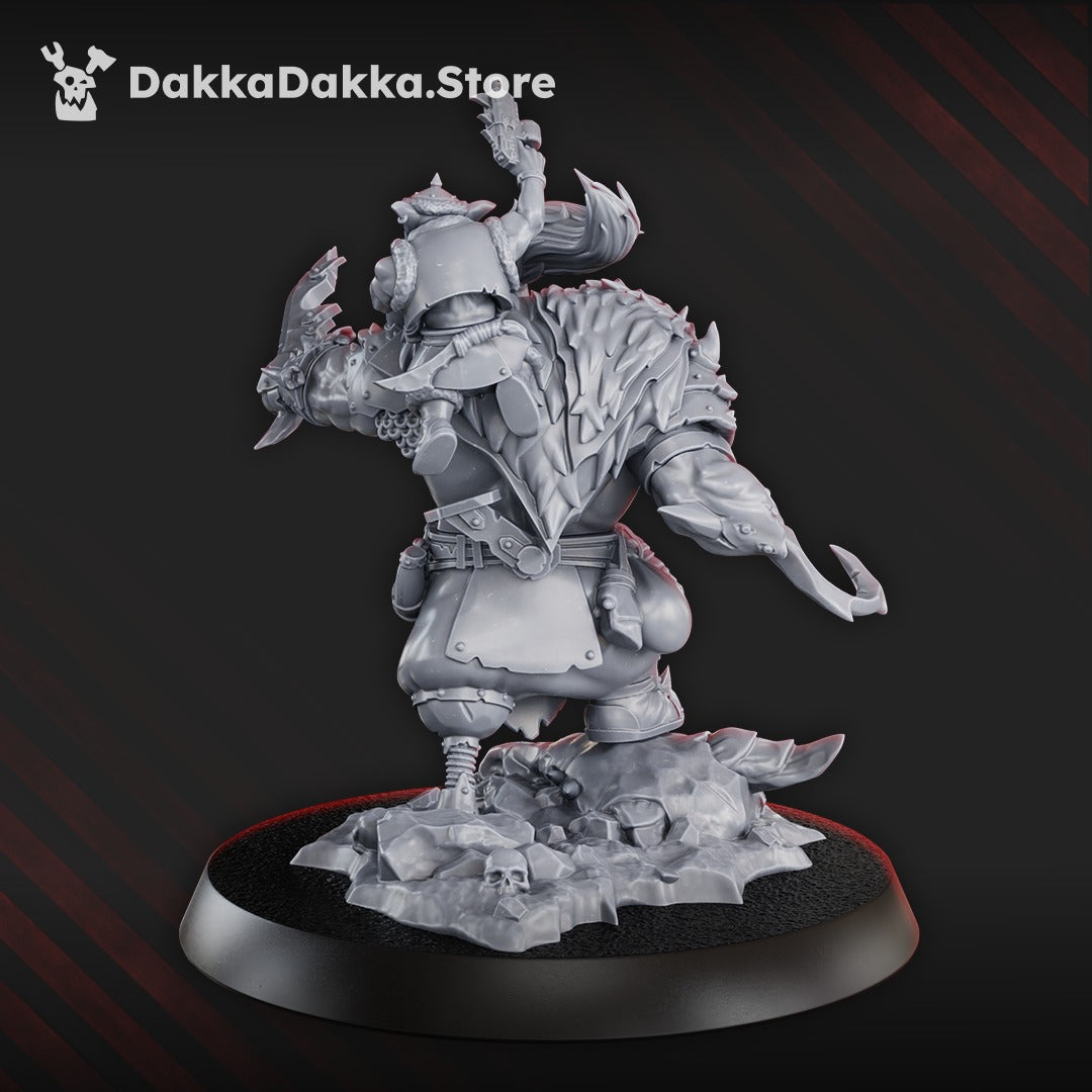 Khan da GoldaTooth by DakkaDakka – rear view with wolf pelt and peg leg