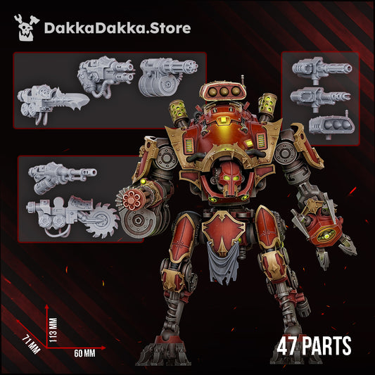 The Great Vortex Knightmech by DakkaDakka – painted mech with gatling cannon and claw, weapon options and 113mm size
