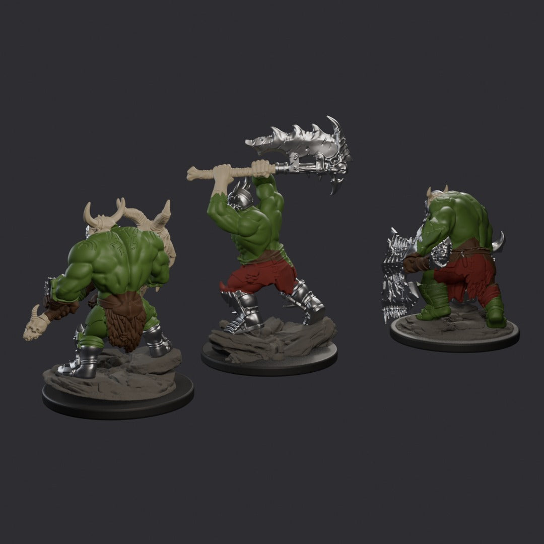 Orc Destroyers by Ratman Forge – painted render of the squad from behind